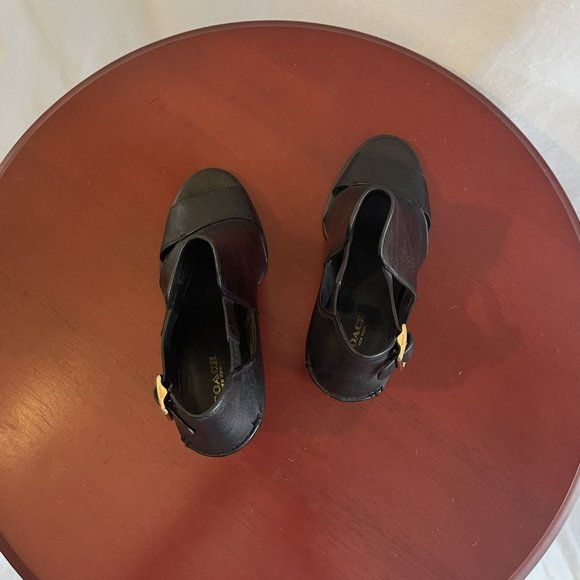 COACH Open Toe Black Bootie - Slightly Worn 9M 4" Heel - Picture 5 of 8